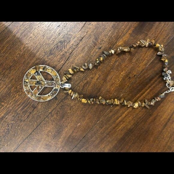 COPY - Brown peace sign necklace beaded hippie bo… - Picture 1 of 1